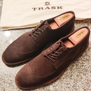 Trask Logan Suede Wingtip Derby